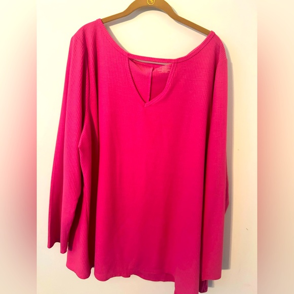 Lane Bryant waffle knit top - Pink - with keyhole neck - sz 26/28 - Picture 1 of 2